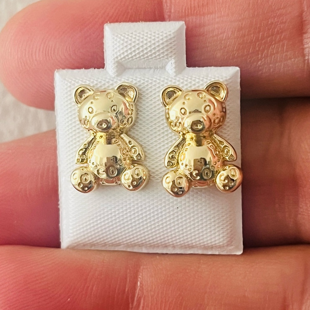 Gold Teddy Bear Earrings